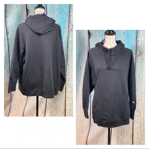 CHAMPION NWT Black Plus Size Powerblend Fleece Hoodie - Picture 4 of 12